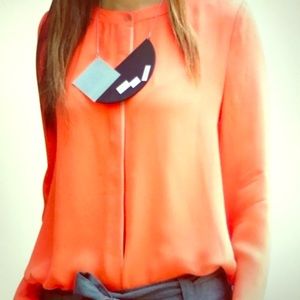 A. L. C. Silk Draped Blouse. Orange. XS. 🤩